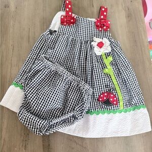 Emily Rose Black and White Gingham Dress with Red Accents